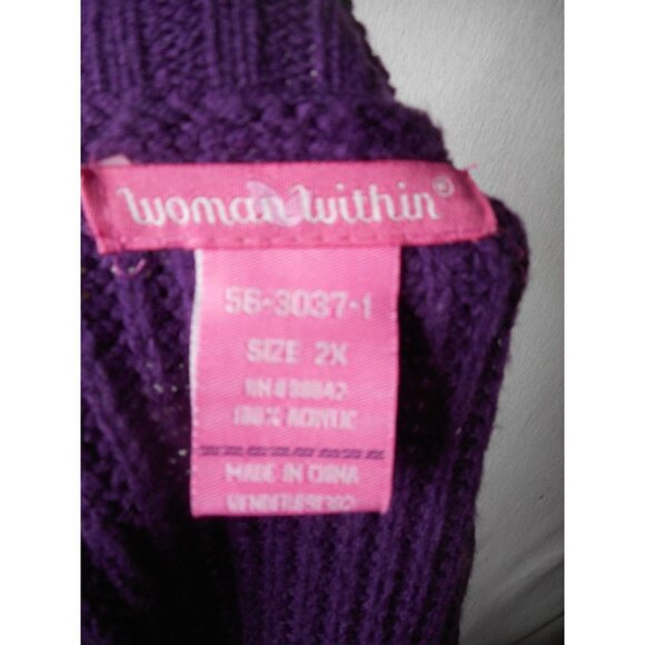 Woman Within Purple Sweater Size 2x Acrylic - Picture 2 of 3